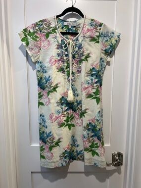 Bella Tu cream Floral Tassel Tie Mini Dress woman’s medium
